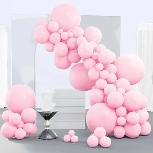 PartyWoo Pink Balloons 140 pcs Different Sizes of 18 12 10 5 Inch Pastel Pink Balloons Arch Kit Garland for Baby Shower Gender Reveal Birthday Bridal Shower Princess Party Decorations Pink-Q05