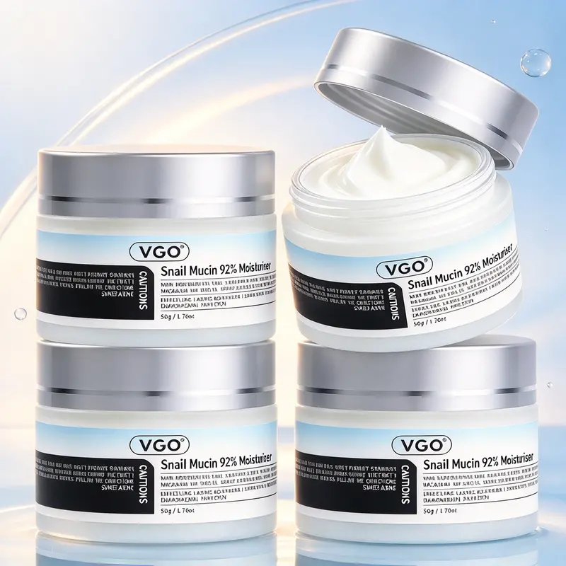 VGO 92% Snail Mucin Intensive Moisturizer (50g) Daily Facial Gel Cream with 30ml/60ml Vitamin C Serum, Hyaluronic Acid, Hydrating, Anti-Wrinkle, Brightening, Acne Care for All Skin Types