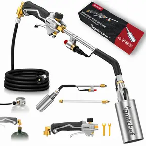 【FatersDayGift】High Power Propane Torch Weed Burner, 340,000BTU Heavy Duty Blow Torch Flamethrower with 2 Extension Modes & 12.5FT Hose，Weed Torch with Self Igniter for Weeding, Roofing, Snow Melting, BBQ