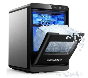 EUHOMY Nugget Ice Maker Countertop, 35Lbs/24H&44Lbs/24H Pebble Ice Maker Machine, Self-Cleaning Pellet Ice Machine with Ice Scoop&basket, Sonic Countertop Ice Machine for Home/Kitchen/Office(Black)