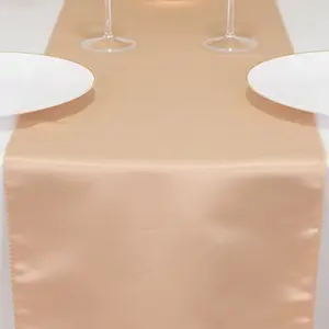 Lamour Satin Table Runner 12"x108" Nude - Lustrous Wedding Decor