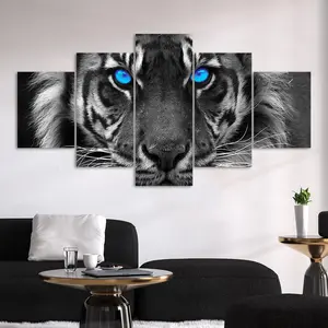 Tiger Pattern Canvas Painting, 5 Counts/set Modern Wall Art Painting, Wall Art Decor for Home Living Room Bedroom Office, Art Wall Decoration