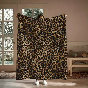 Leopard Print Blanket Gift, Brown Black Spots Wild Animal Pattern Flannel Throw, Soft Cozy Warm Nap Blanket for Bedroom Living Room Couch, Unique Gift for Her Girlfriend Friend, Christmas Birthday Holiday Present