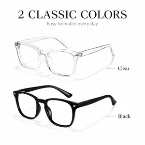 Unisex Blue Light Blocking Glasses - Sleek Square Frame Non-Prescription Eyewear, Clear Lens Computer Glasses for Office, Gaming Use
