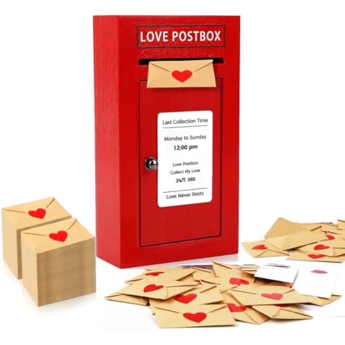 Romantic Love Postbox with 50 Mini Love Notes and Envelopes, Valentines Day Gifts for Him, Cute Valentines Gift for Husband Boyfriend, Vday LoveLetter, Long Distance Relationship Gifts