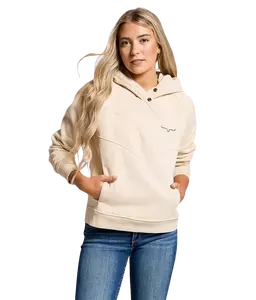 Kimes Women's Ella Hooded Henley Natural Sweatshirt