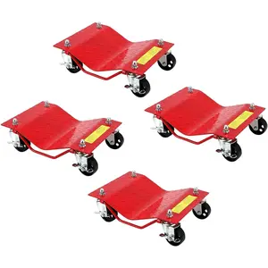 Set of 4 Heavy Duty Car Wheel Dollies, 8000 LBS Capacity Tire Transport Cart Equipped with Brakes, Durable Vehicle Wheel Skates for Moving Trucks, Trailers, SUVs, ATVs, Garage Automotive Servicing, Repair and Storage