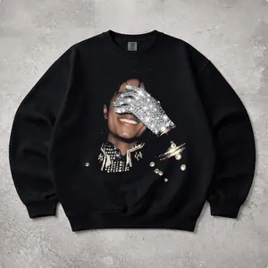 Michael Jackson King of Pop Sweatshirt, Sparkling Glove Portrait Art