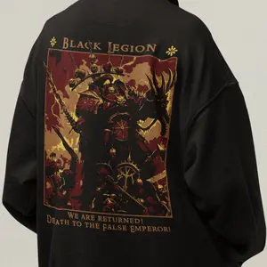 Black Legion Warhammer 40K Hoodie, Chaos Space Marines Unisex Cotton Hooded Top, Dark Sci-Fi Graphic Apparel, Fan Gift Clothing