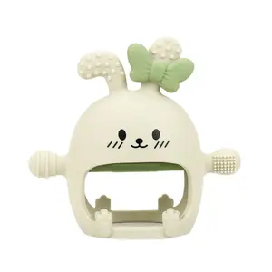 Multi-Textured Easter Bunny Teething Rattle, Hand Grip Silicone Teether for Babies, Thumb Sucking Solution, Easter Baby Gift & Sensory Toy #MultiTexturedTeether #EasterBabyGift