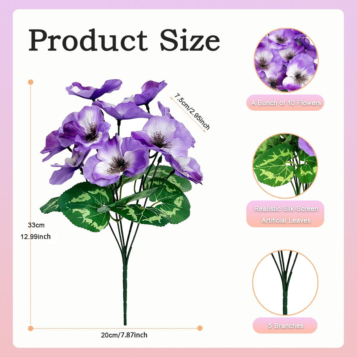 3-Color Artificial Pansy & Phalaenopsis Flower Set (9pcs/3pcs set), UV Resistant Fake Flower Bouquet, Pansy Orchid Simulation Floral for Home Garden Party Wedding Decor, Artificial Flowers Bouquet