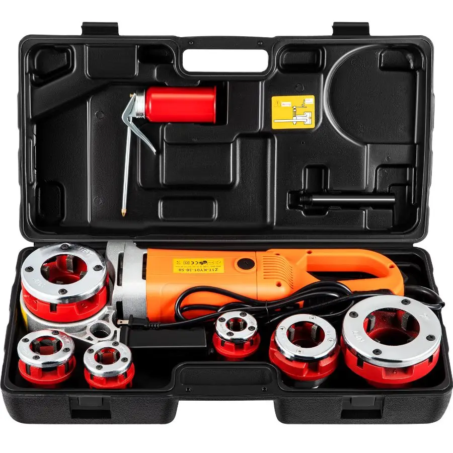 【toolupgrade】VEVOR 2300W Electric Pipe Threading Machine, 110V Hand-held Construction Tool with Copper Motor, 6 Dies (1/2-2), Portable Threading Kit with Carrying Case