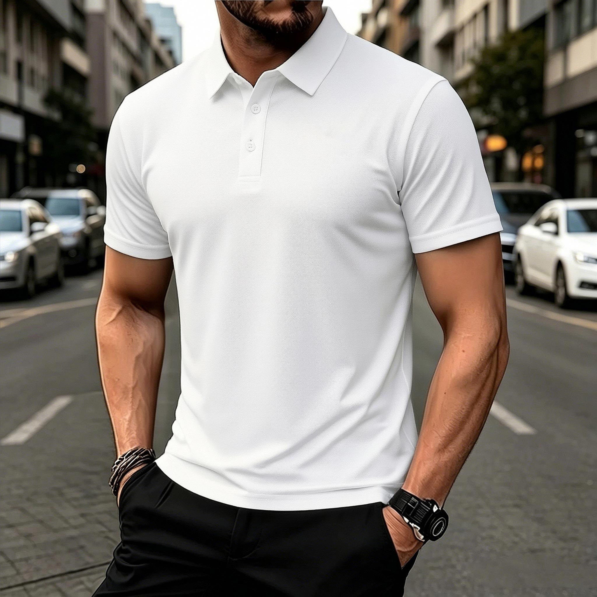 5-Pack Men’s Quick-Dry Polo Shirts – Short-Sleeve Collared Golf Tees, Breathable Casual Tops for Fishing & Cycling