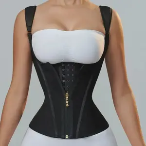 Fajas Colombianas Body Shaper Shapewear Women Vest Tops Double Compression Waist Trainer Corset Adjustable Zipper and Hook-eyes
