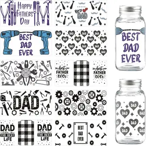 10Sheet UV DTF Cup Wrap,Father's Day UV DTF Cup Wraps for 16 Oz, Dad Theme Rub  Transfers, Stickers Cup Wraps for Glass Cups,Cup Stickers  for DIY Crafts,Father's Day Gifts