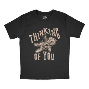 Youth Funny T Shirts Thinking Of You Sarcastic Voodoo Doll Graphic Novelty Tee For Kids Funny T Shirts Halloween Tops for Kid Novelty Tees for Kids Black -