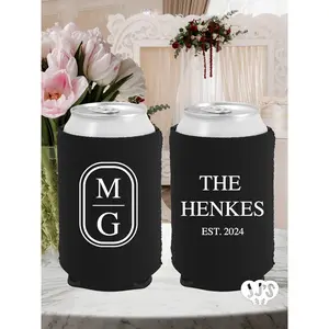 Oval Monogram Wedding Can Coolers