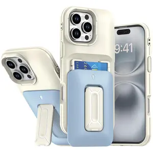Phone Case with Card Holder, Durable Stand Cover, Phone Accessories Compatible with iPhone 16 Pro Max 15 14 13 12 11, Casing