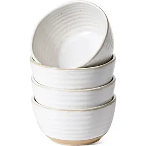 Small Bowls 10 oz, Ice Cream Bowl, Ceramic Stoneware Bowl, Bowls Set for Dessert, Fruits, Side Dishes, Suit For Housewarming - 4.5 Inch, Set of 4, Arctic white