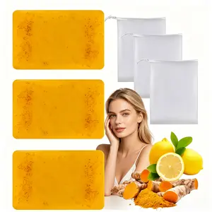 3PCS Lemon Turmeric Kojic Acid Soap - Gentle Dark Spot Remover for Face Acne Cleanser Cream Cleansing turmeric soap Face Facial Skincare Radiant Comfort
