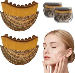 2PCS Lymphatic Contour Face Brush for Lymphatic Drainage Massager Tool for Face & Neck Lifting, Gua Sha Brush, Jawline Chin Sculpting, Dry Brushing, Curved Ergonomic Design