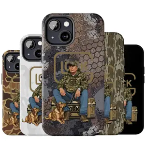 Hunter Trump Glock Camouflage Phone Cases, In Glock We Trust For iPhone 17 16 15 14 13 12 11 X Xr Xs 8, Funny Trump and Your Hunt Dog Cover, Hunting Gifts