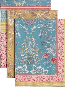 Set of 3 100% Cotton Kitchen Towels 27.5" x 20" Reusable Absorbent Cloth Tea Dish Towels with Hanging Loop for Kitchen Farmhouse Hotel Spring Summer