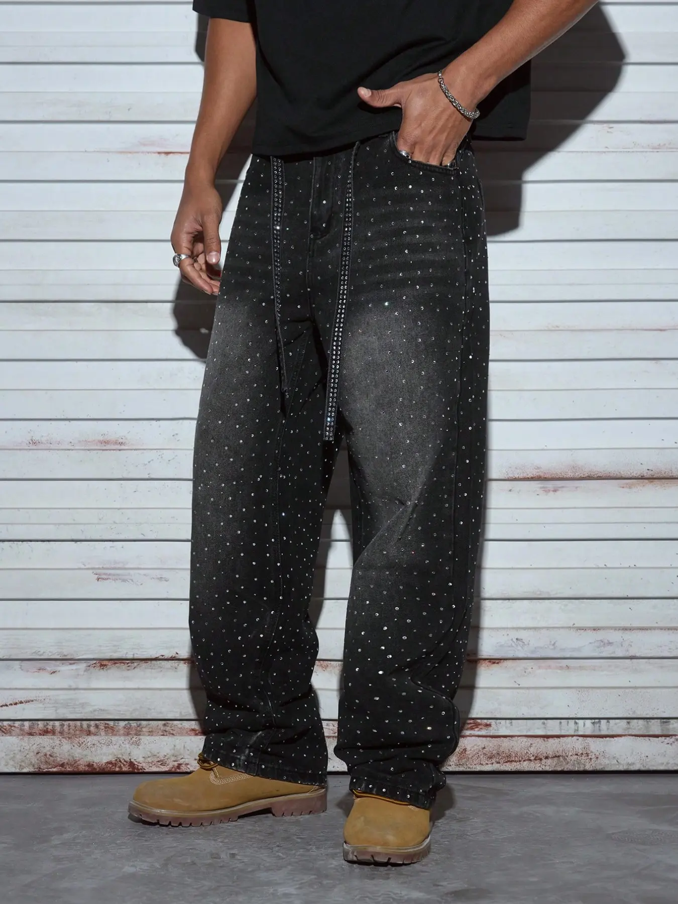 rhinestone pants baggy - TikTok Shop