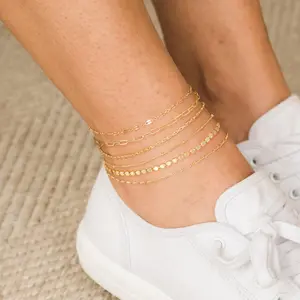 Dearmay Six-layer Stackable Gold/Silvery Anklet Chain Jewelry for Women Daily Beach Versatile Set Gift for Teen Girls&Mother Valentine's Day Gift