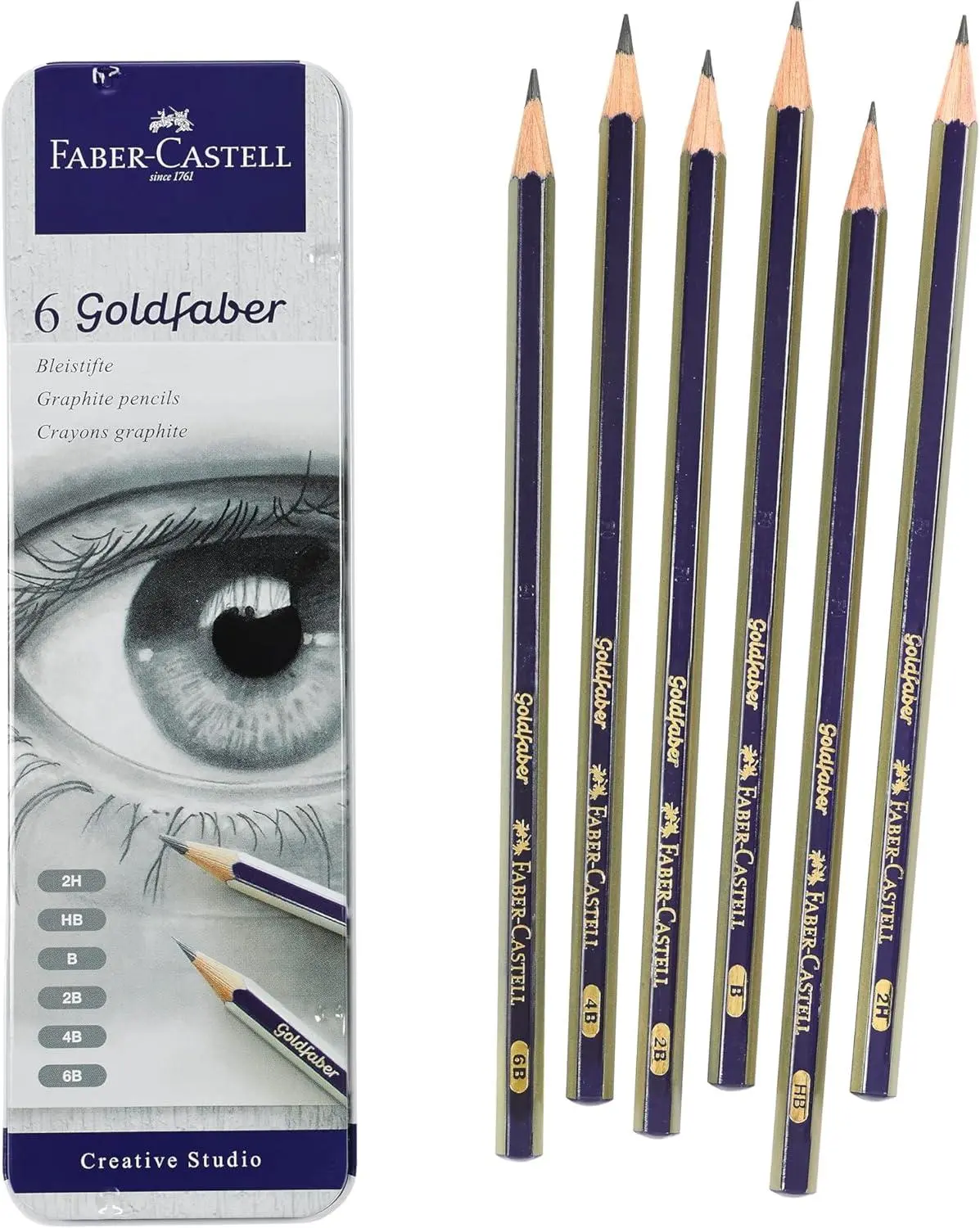 Faber-Castell Graphite Sketch Pencil Set - 6 Premium Drawing Pencils (2H, HB, B, 2B, 4B, 6B) for Artists, Ideal Sketching Supplies and Art Projects