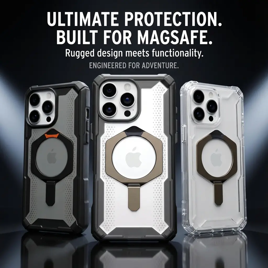 Liu Fei DigitalSuitable for outdoor sports Phone Case for iPhone 16 pro max /15 pro max / 14 pro/ 13 Pro Max metal accessory bracket, compatible with magnetic wireless charging Simple transparent protective Cover.gifts for men