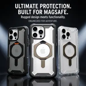 Liu Fei DigitalSuitable for outdoor sports Phone Case for iPhone 16 pro max /15 pro max / 14 pro/ 13 Pro Max metal accessory bracket, compatible with magnetic wireless charging Simple transparent protective Cover.gifts for men