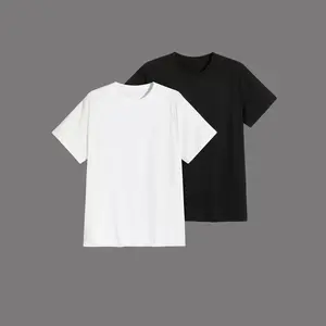 2 PCS 100% cotton Round Neck Plain Casual Short Sleeve Tee, Boyfriend Gift, For Work