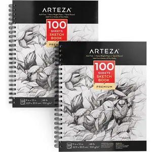 Sketch Book 2-Pack, 9x12 Inches – 200 Sheets, Spiral Bound, 68 lb Acid-Free Drawing Pad for Adults, Teens & Artists for Sketching
