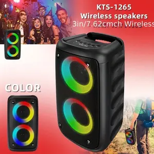 KTS-1265 TWS True Wireless Dual Speaker Sound System, Portable Bluetooth-compatible Stereo Speaker with RGB Ambient Light, Ideal Gift for Parties & Outdoor Fun