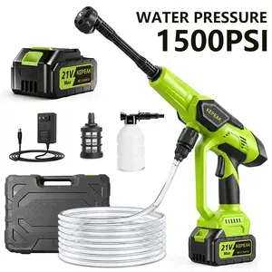【FathersDayGift】KEPEAK 1500PSI Cordless Pressure Washer Machine, Water Squirter, Water Blaster Portable Power Washer Handheld High-Pressure Car Washer 6-in-1 Adjustable Nozzle for Car/Garden/Outdoor Cleaning,Perfect Gift Ideas
