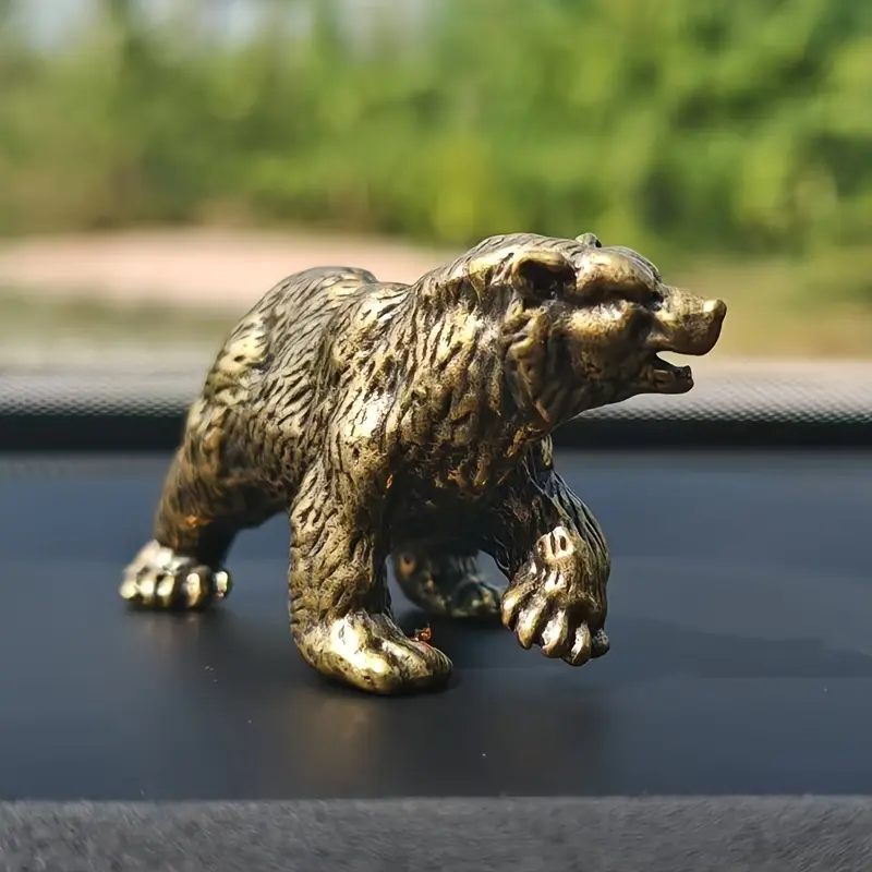 1 Vintage Solid Brass Handmade Bear Figurine - Animal Theme Home Supplies Statue, Collectibles Displays, Hanukkah & Easter Decor for Home, Office