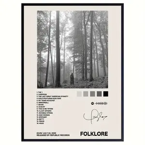 Vintage Print Posters, T.S Hot Selling Musical Album, FOLKLORE Annual Album, Folk Album, Modern Song Art, Rock Band, Home Decoration, Gift For Living Room, Wall Art Decor, Bedroom, Office, Bar Wall Decor No Frame Hanging Photo