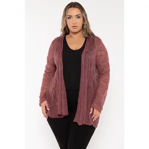 Plus Size Scarlet  Lace Cardigan  - Berry