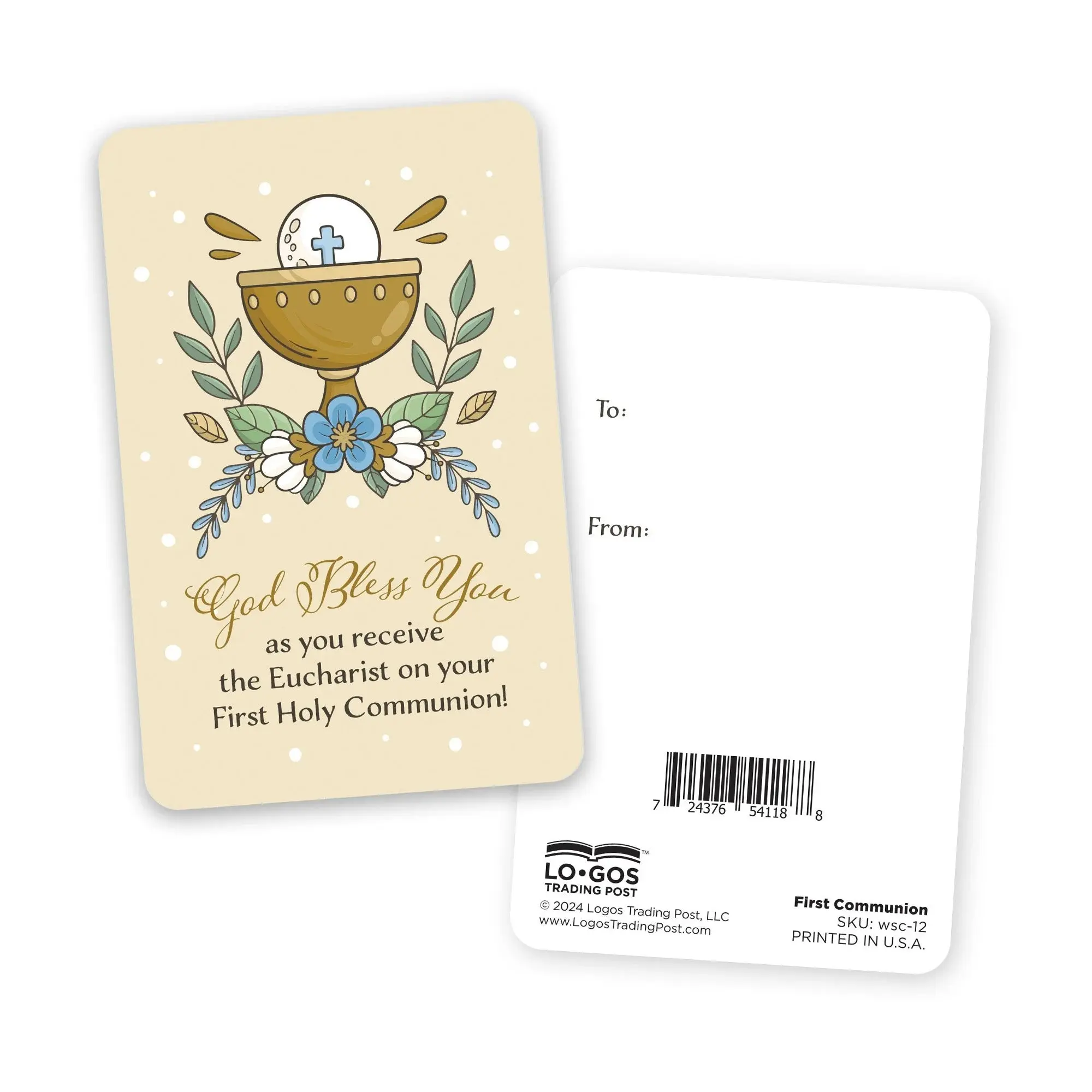 Wallet Scripture Card - 2.5x3.875 Laminated Front, First Communion Scripture Gift, Office Stationery Card
