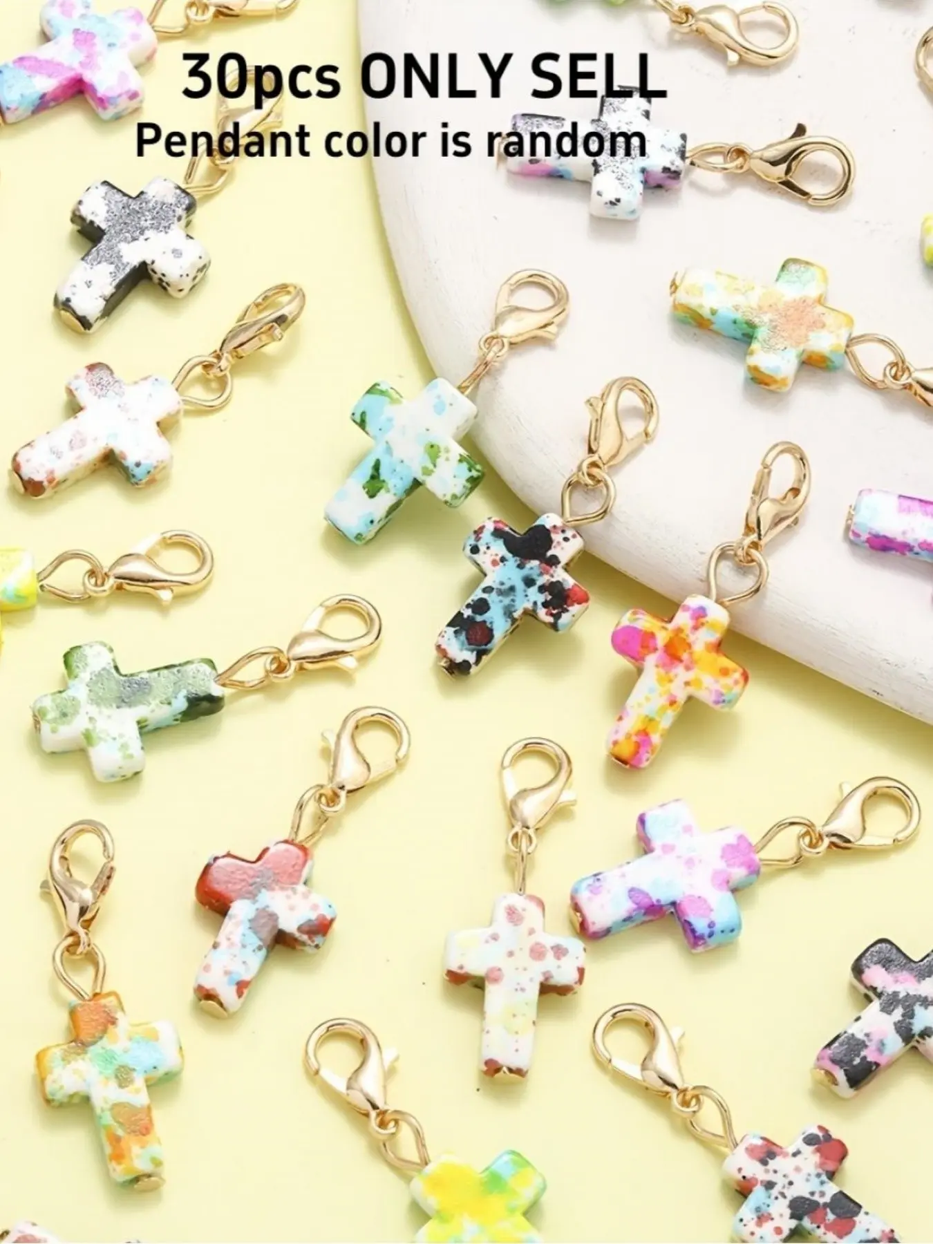 30Pcs Multi Color Cross Turquoise Resin Pendants DIY Keychain Keyring Craft Making Accessories Jewelry Findings Pendant Charm Diy Jewelry Decoration