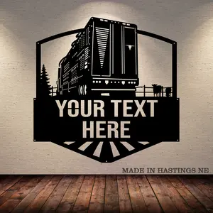 Bull Hauler Trailer Fence Cows - Your Text Here - Metal Monogram Wall Art Sign