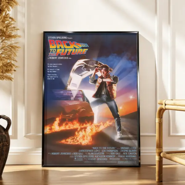 Back to the Future Movie Poster Vintage 80s Sci Fi Film Wall Art DeLorean Time Travel Retro Cinema Canvas Print for Bedroom Game Room Living Room Office Dorm Gift for Movie Fans