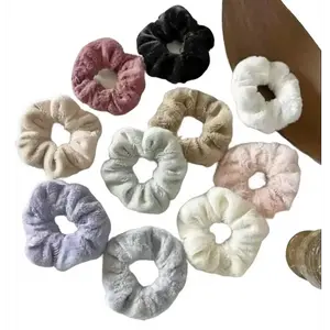 Furry Hair Scrunchies Fluffy Bobbles Elastic Ponytail Holder Soft for Women Girls 10 Random Colors Free Gift Versatile Hair Accessories.