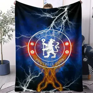 Chelsea Football Club Emblem Blanket,Suitable for Sofa Games,Fan Bedrooms,and Vacation Use,Suitable for World Cup/Cup Matches and Birthday Celebrations,One Single-Sided Printed Blanket