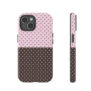 Phone case: Vintage Polka Dot Warm Brown Color Phone Case for iPhone 17, 17 Pro, 16 Pro Max, 15 Pro, 13, 13 , 11, 12, XS, 8 Plus, 7 2-in-1 Case For iPhone13