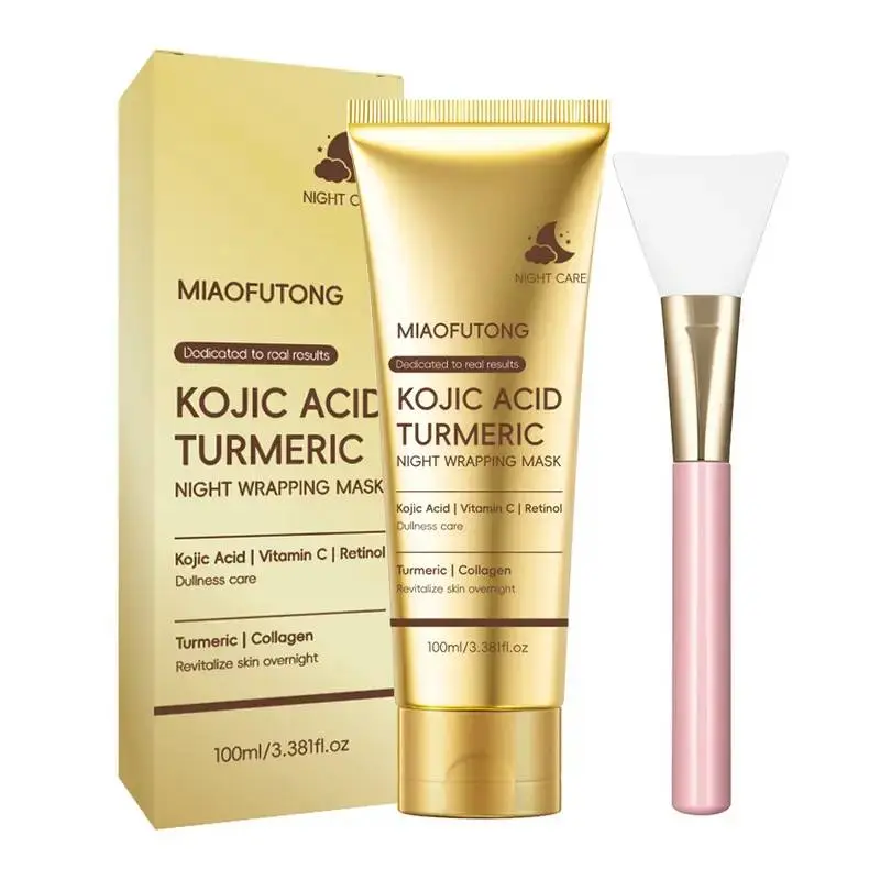 Kojic Acid Turmeric Night Wrapping Mask with Vitamin C & Retinol – Overnight Hydrating Face Mask for Dark Spots Skin Repair Moisturizer for Women & Men Skincare For Beginners