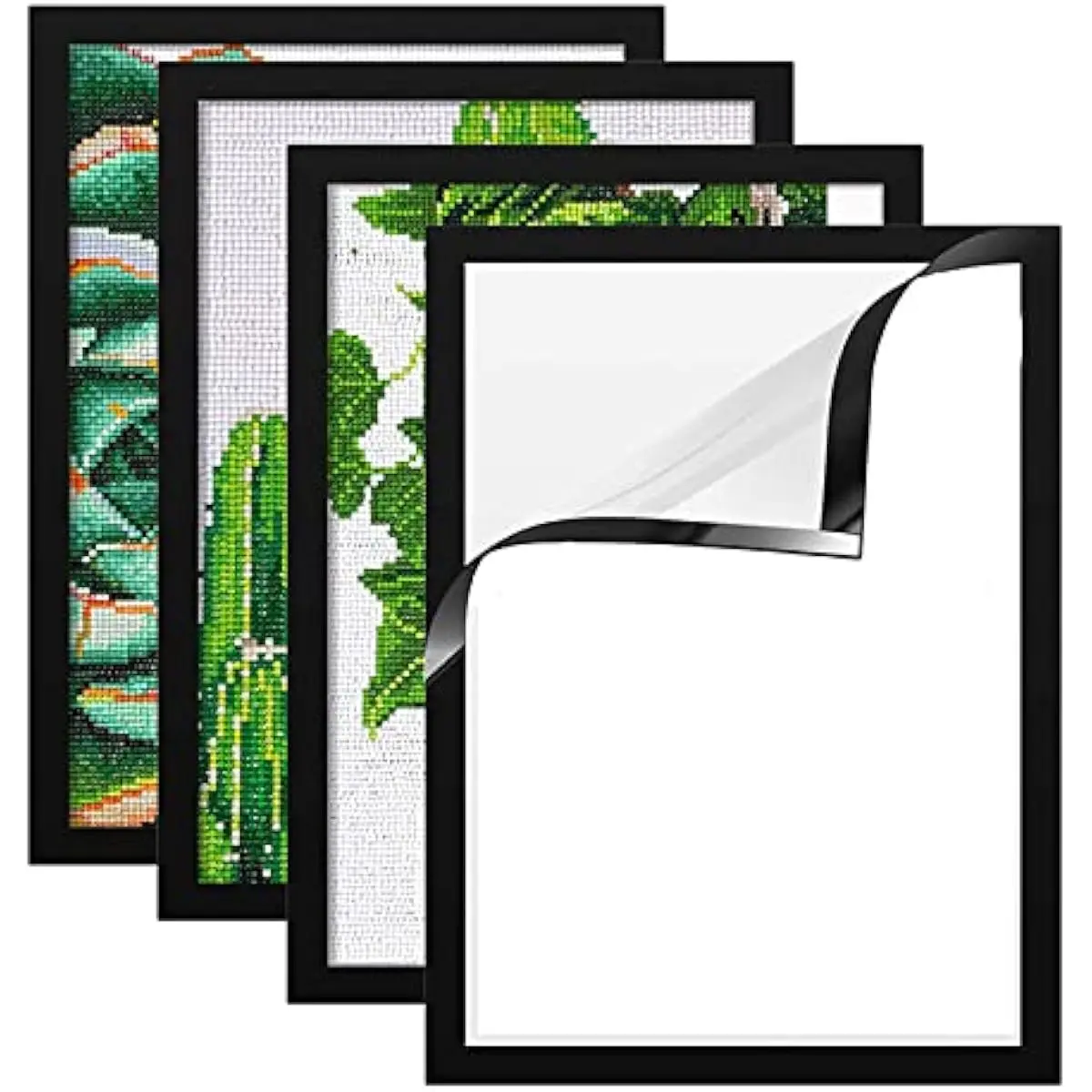 4-Pack Durable PVC Magnetic Photo Frames, 12x16in/30x40cm No-Drill Self-Adhesive Plastic Frames for Home Decor, Fits Photos, Paintings, Diamond Paintings (Home Supplies)