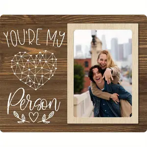 Wooden Photo Frame, 1 Count Romantic Heart Shaped Photo Frame, Gift for Couple, Husband, Wife, Fiancee, Gift for Him Or Her, High Quality Frame, Durable Sturdy Frame