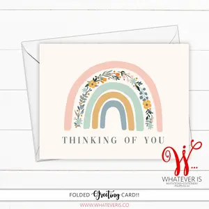 Rainbow Floral Thinking of You Cards